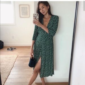 Green polka dot reformation dress